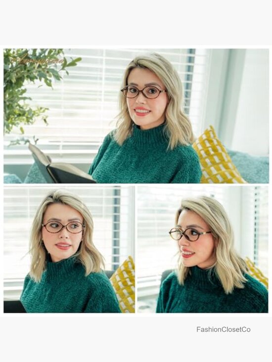 Blue Light Blocking Oval Reading Glasses for Women Men main image 5